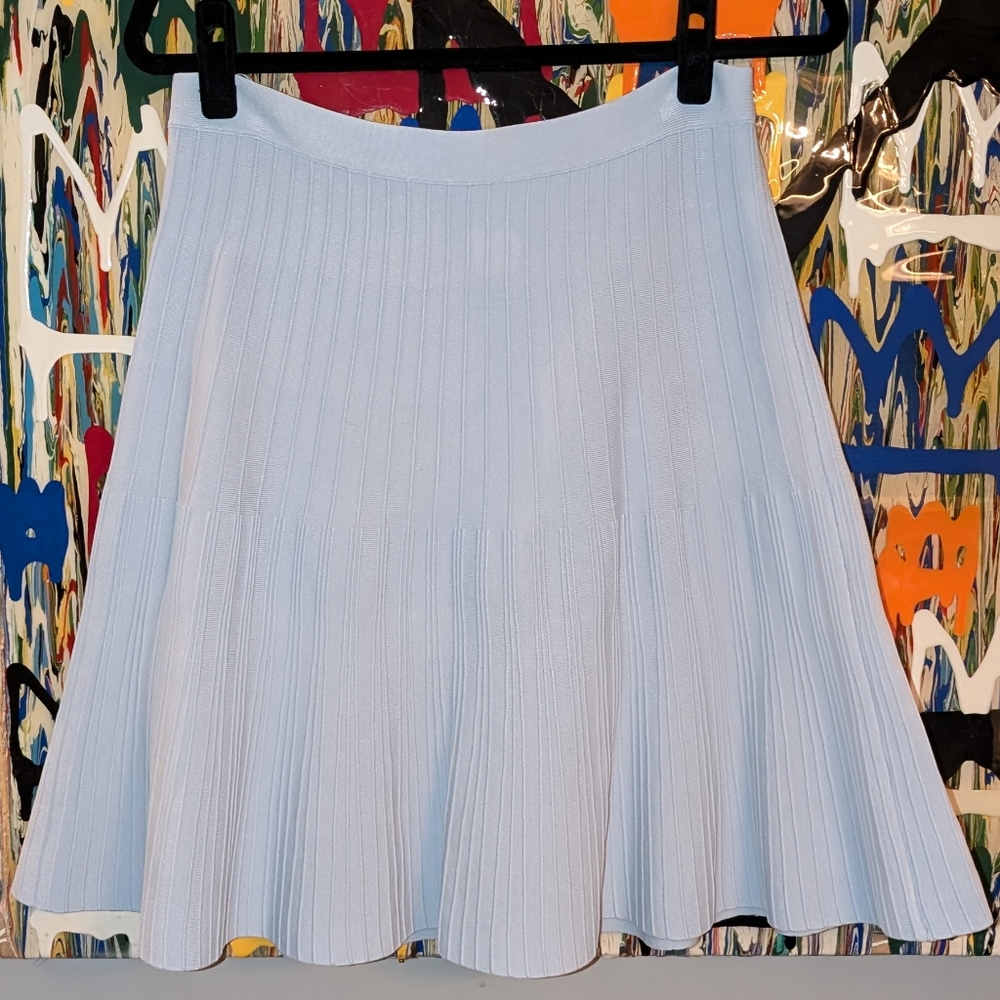 PINK TARTAN New w/o Tags. Baby Blue 💙 A Line Skirt W. Pleated Knit Look. Small